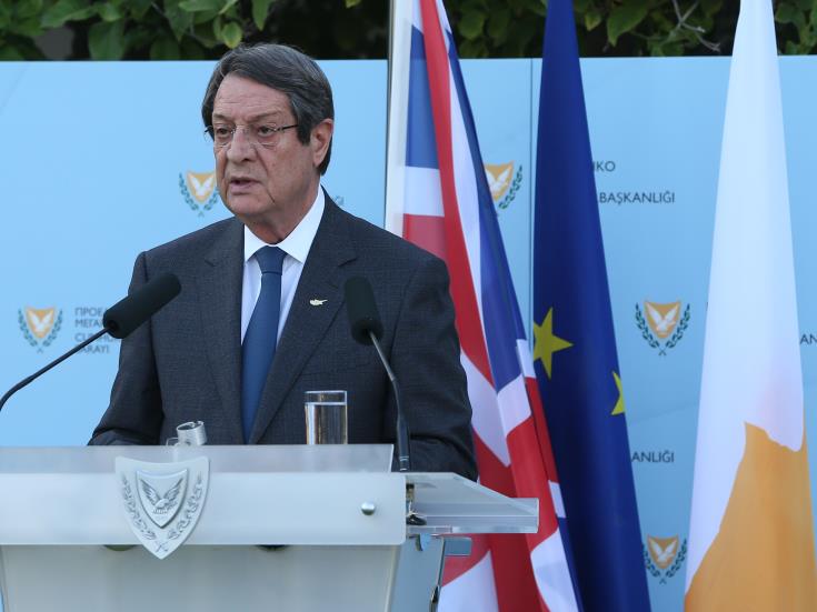 President Anastasiades points to growth prospects in Bases as Cyprus-UK arrangement is implemented